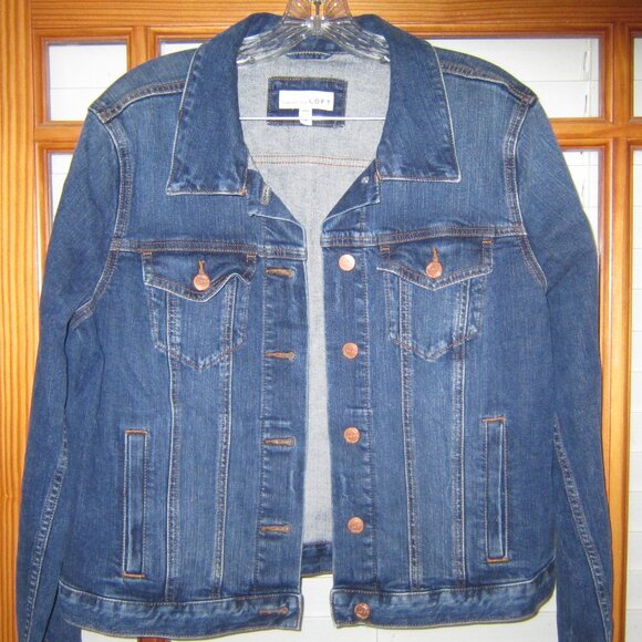Loft Jeans Jacket Trucker Women's Large Stretch - Picture 2 of 9